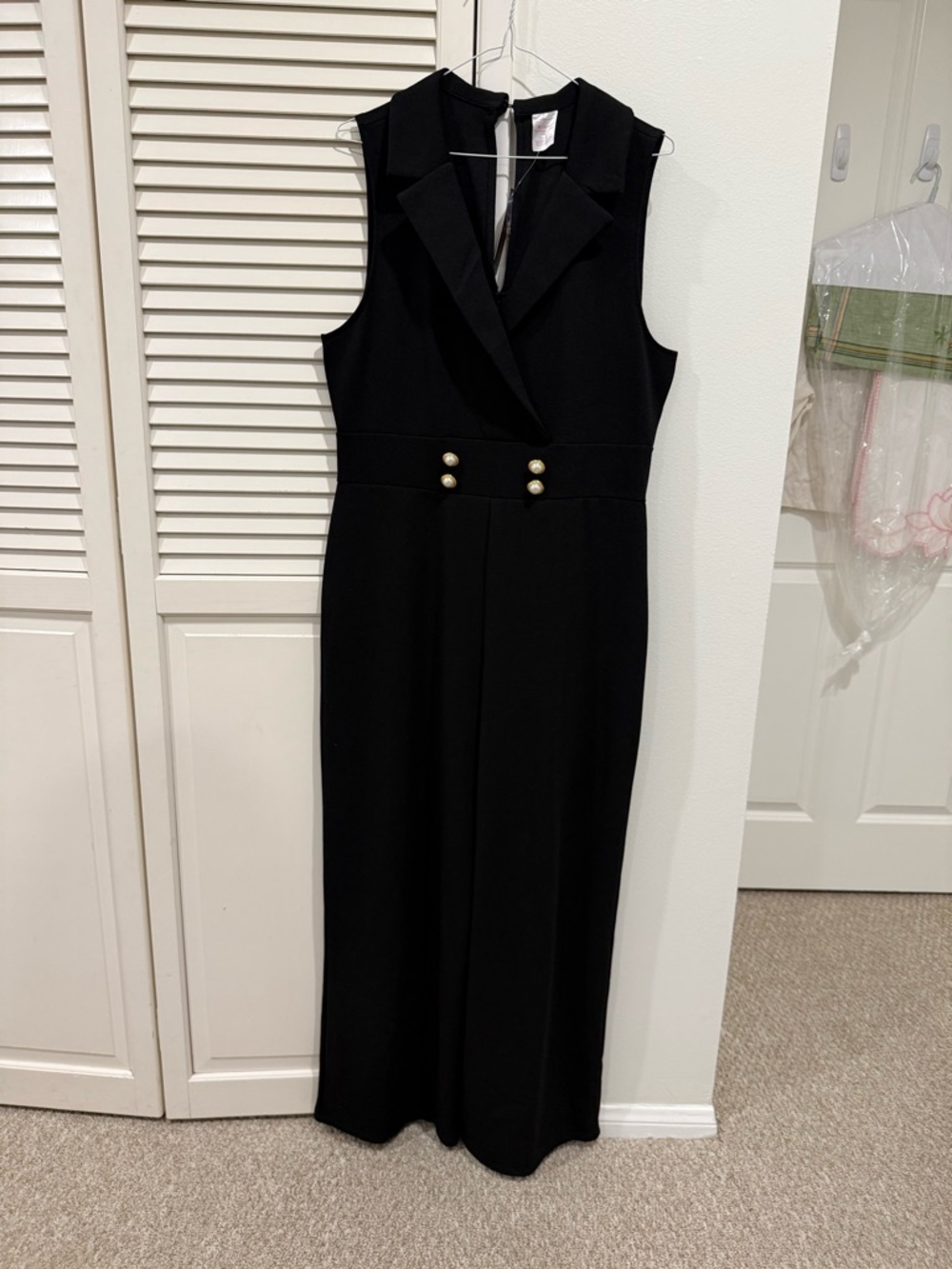 NWT No Boundaries Black Sleeveless Jumpsuit with Gold Button
